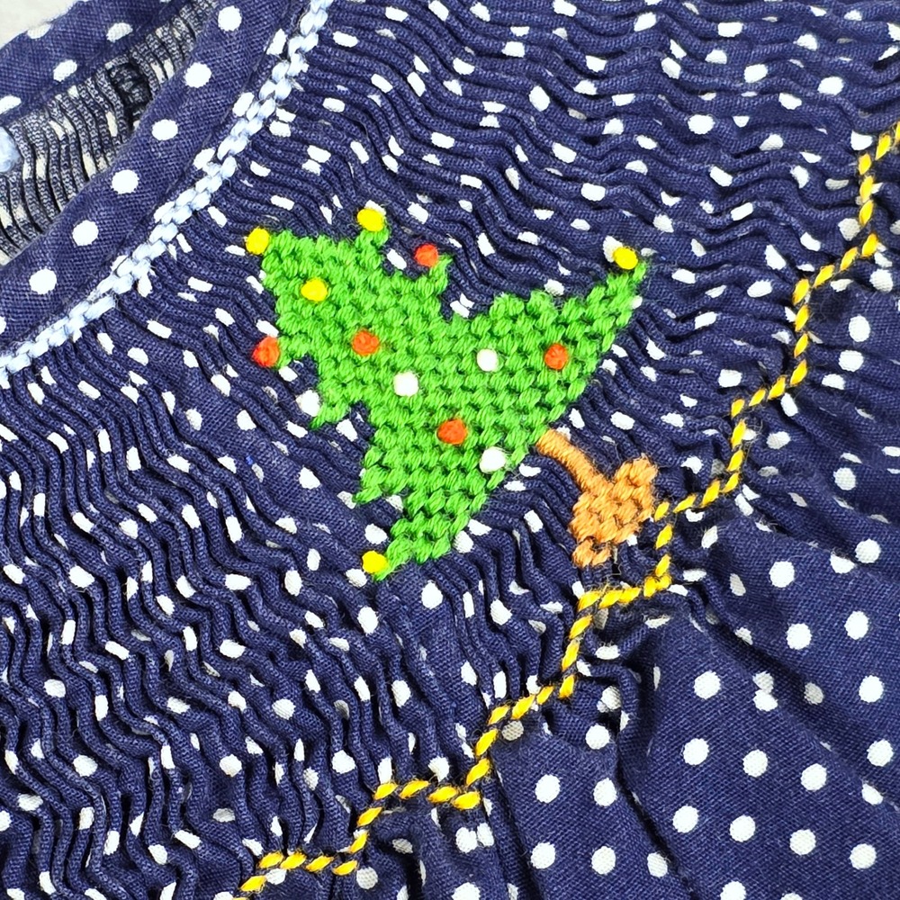 Mom & Me Girls Smocked Christmas Dress Polka Dot Santa Reindeer 18 Mos Boutique - Picture 12 of 15